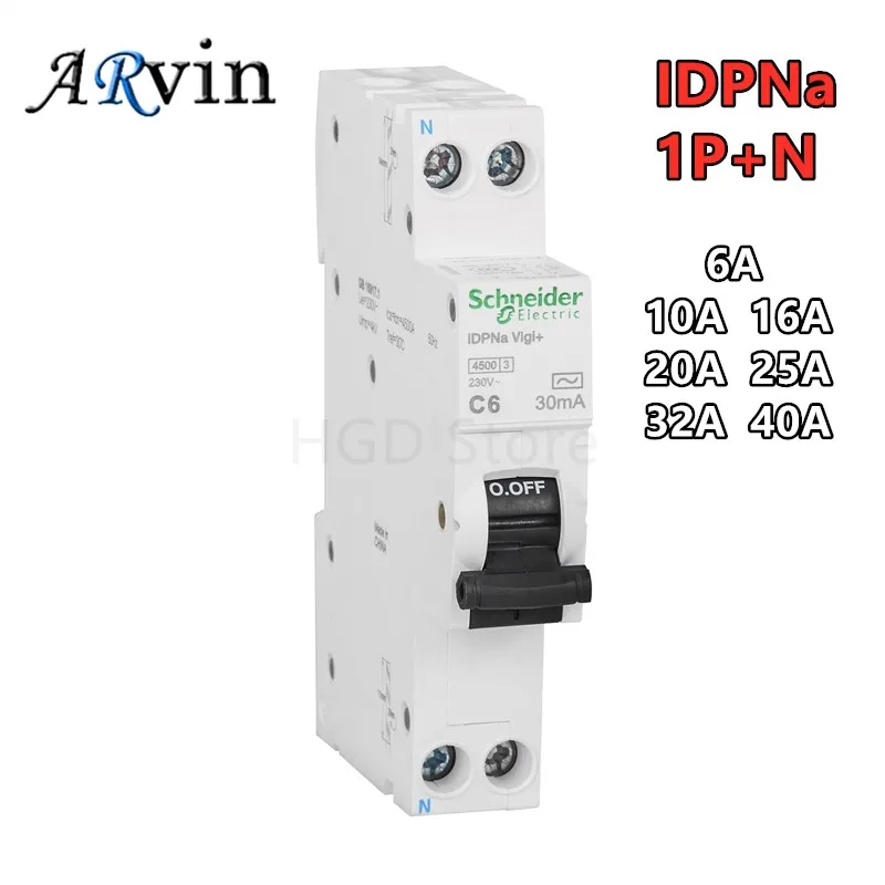 Schneider Electric MCB Circuit Breaker Air Switch 18mm Small MINI 4.5KA 2p IDPNa 1P+N AC 10A 16A 20A 25A 32A 40A
