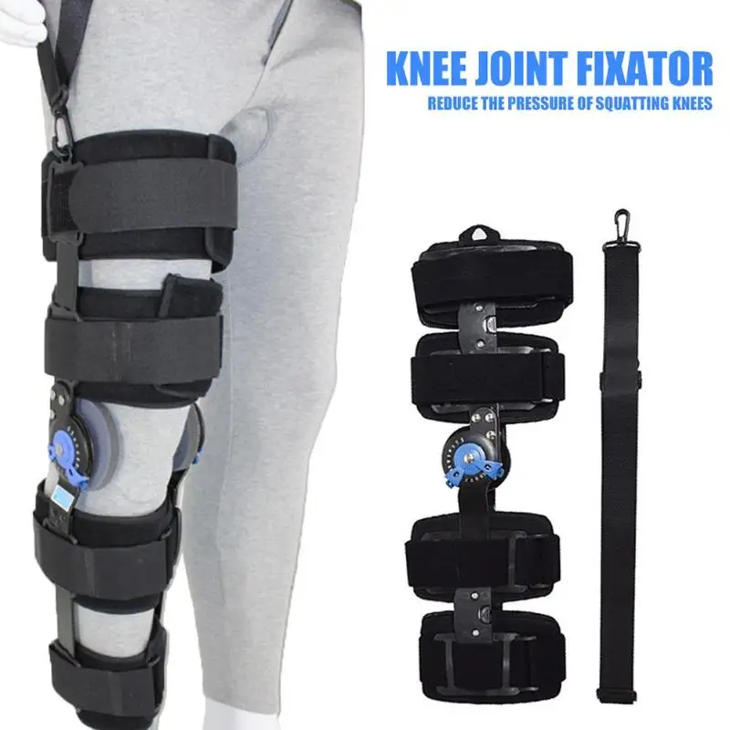 

Adjustable Knee Joint Fixator High Strength Engineering Plastics Viscous Cloth Wrap Around Hinged Knee Legguards Support Bracket