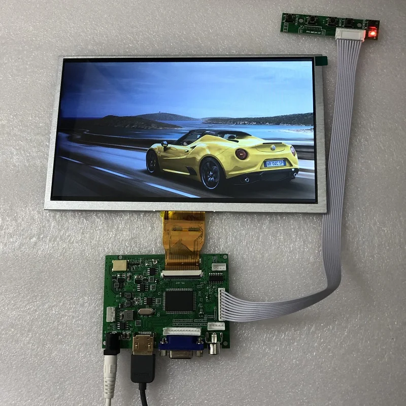 9 ġ ÷  HDMI VGA AV 1024x600 ػ LCD ȭ, TTL 50  ڵ ̹ г