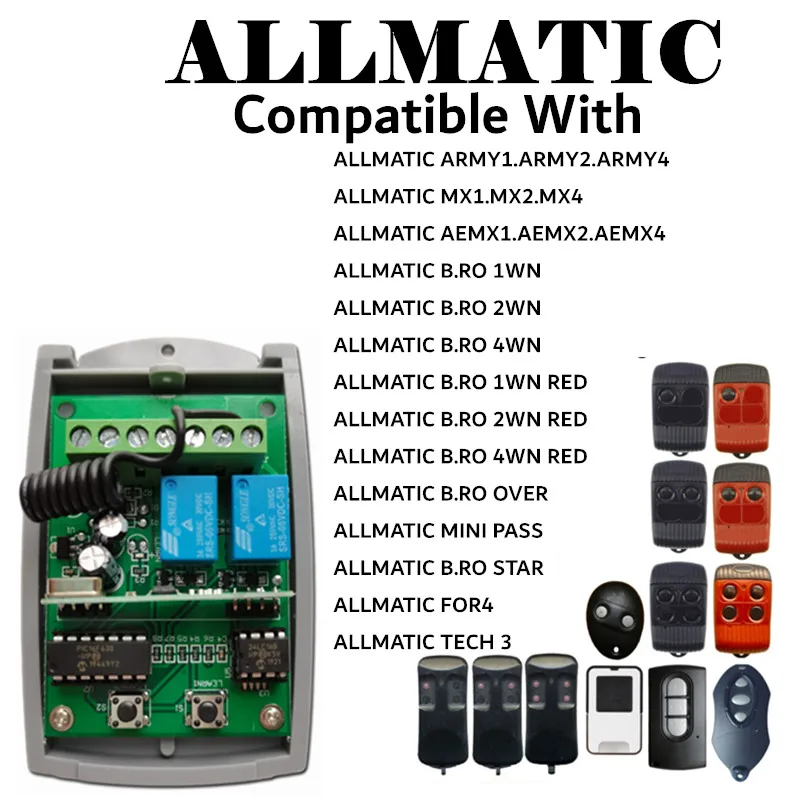

ALLMATIC compatible 2-channel receiver for ALLMATIC 433.92Mhz remote controls