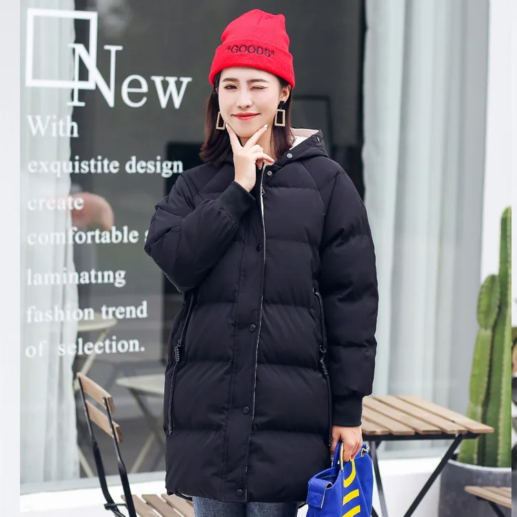 

West Season Winter Style Korean-style Mid-length Thick Loose Space down Coat Warm down Feather Cotton-padded Clothes WOMEN'S Coa