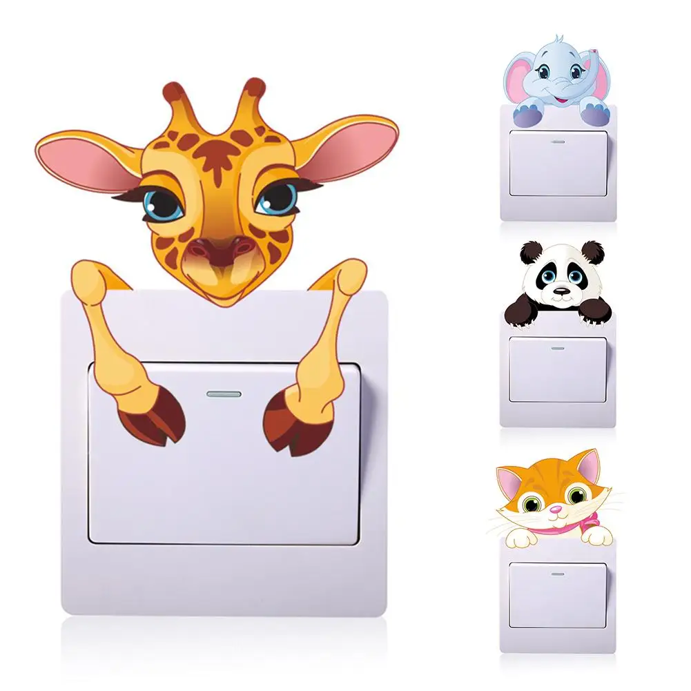 

Elephant Panda Light Switch Button Sticker Socket Cover Decal Remoable Wall Sticker Kids Room Nursery Home Decor