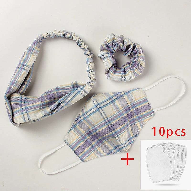 

3 in 1 Fashion Sports Yoga Headband Mask Set Printing Dustproof Washable Mask Anti-smog Stereo Headwear Headband
