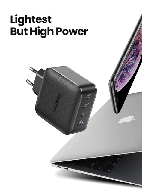 UGREEN USB C Chargeur Rapide 65W 4 Ports USB avec GaN Tech Compatible avec  MacBook Pro iPad Pro iPhone 12 Mini Pro Max et Tous L304 - Cdiscount  Téléphonie
