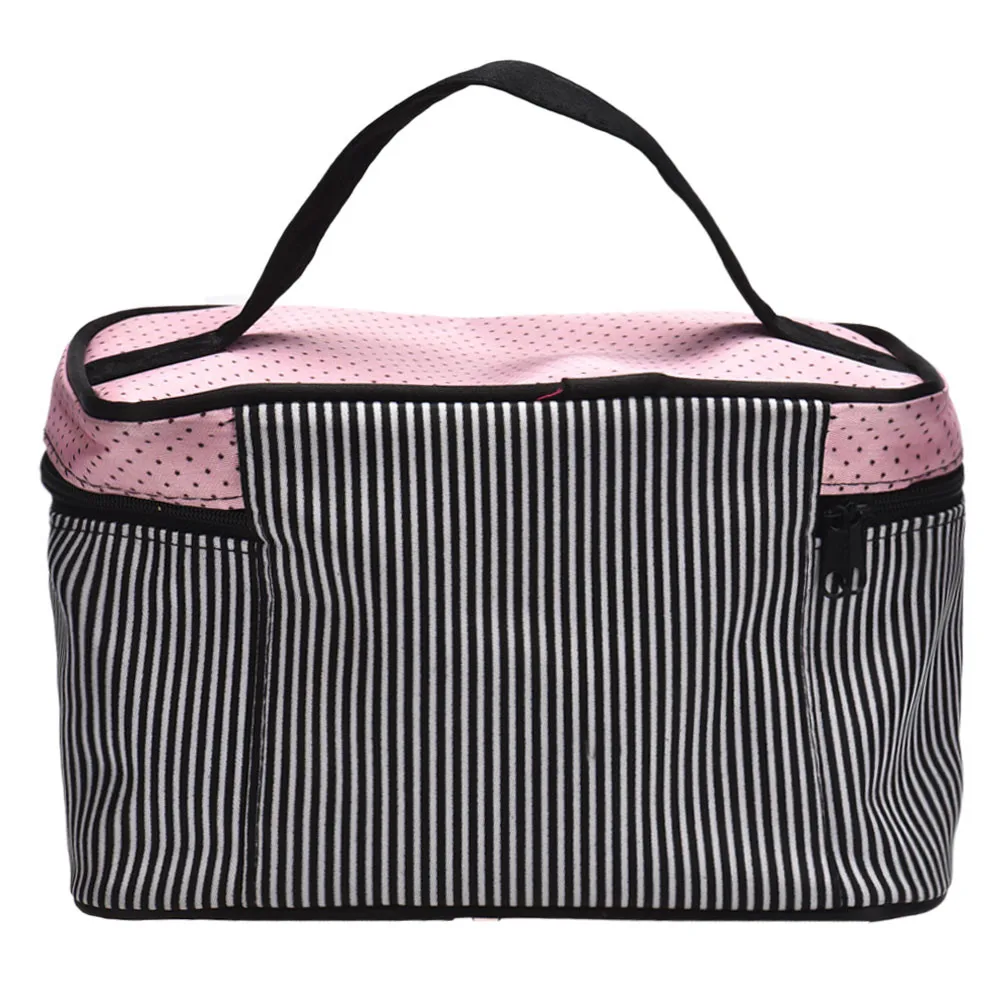 Bolsa de maquillaje 19x12x11 см, женская модная косметичка с квадратным бантом и полосками, мягкие атласные косметички, косметичка, косметичка# J05b