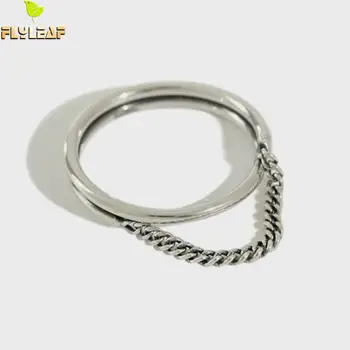 

Silver 925 Jewelry Double Layer Vintage Chain Ring Women Adjustable Size Korean Trend Lady Students High-quality Flyleaf