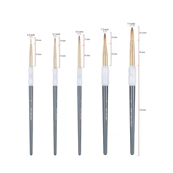 Artsecret High Grade Watercolor Acrylic Brushes 2390 5/Set Synthetic Hair Plastic Silicon Handle Aluminum Ferrule Art Supplies