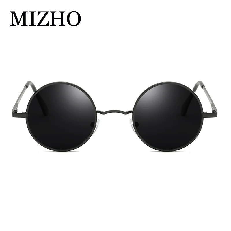 MIZHO-빈티지 금속 선글라스, 여성 브랜드 디자인 펑크 옐로우 안경, 레드 라운드 선글라스, 남성 편광 자외선 차단