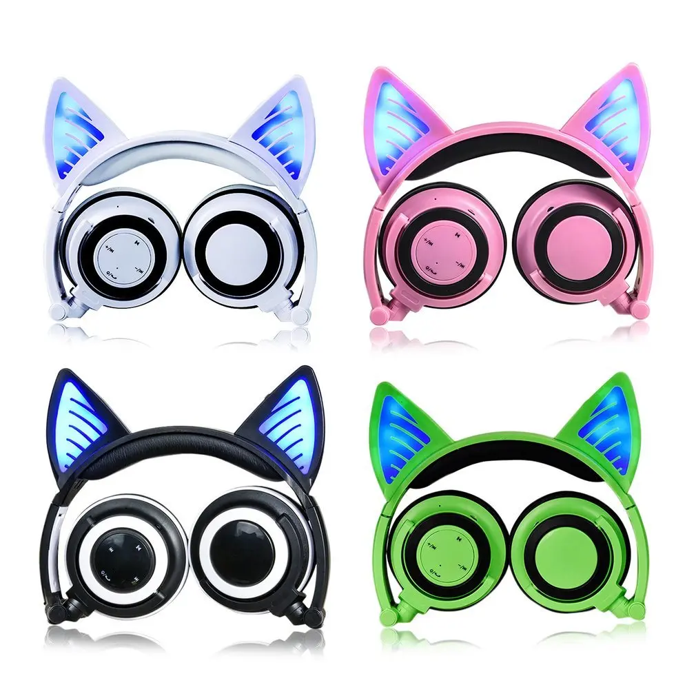Складная Косплэй кошачьими ушками Bluetooth наушники Беспроводной провода