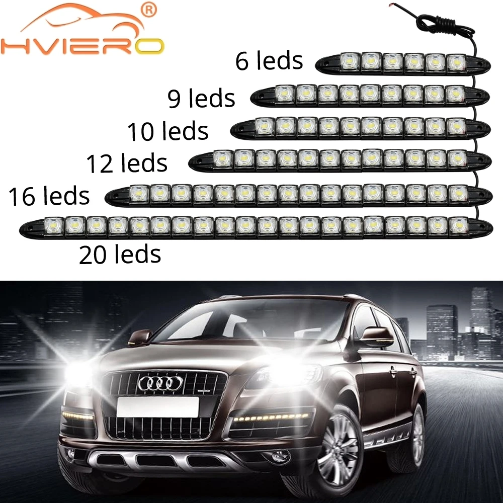 Hviero Car Styling COB DRL Fog Light Flexible Silicone white Daytime Running Lights Auto Led HeadLamp IP67 Waterproof 10w Bright Led car styling