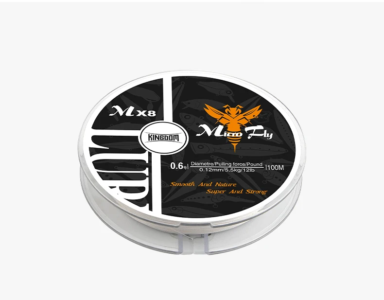 Kingdom Microfly 4-Fach Geflochtene PE-Angelschnur 0,2 # 0.4 # 0.6 # 100m 9-12 LB Hochwertiger Wurf-Karpfendraht für Angelausrüstung – Detail 13