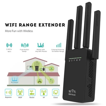 

300Mbps WiFi Repeater Wireless Range Extender Networks Router Signal Booster QJY99