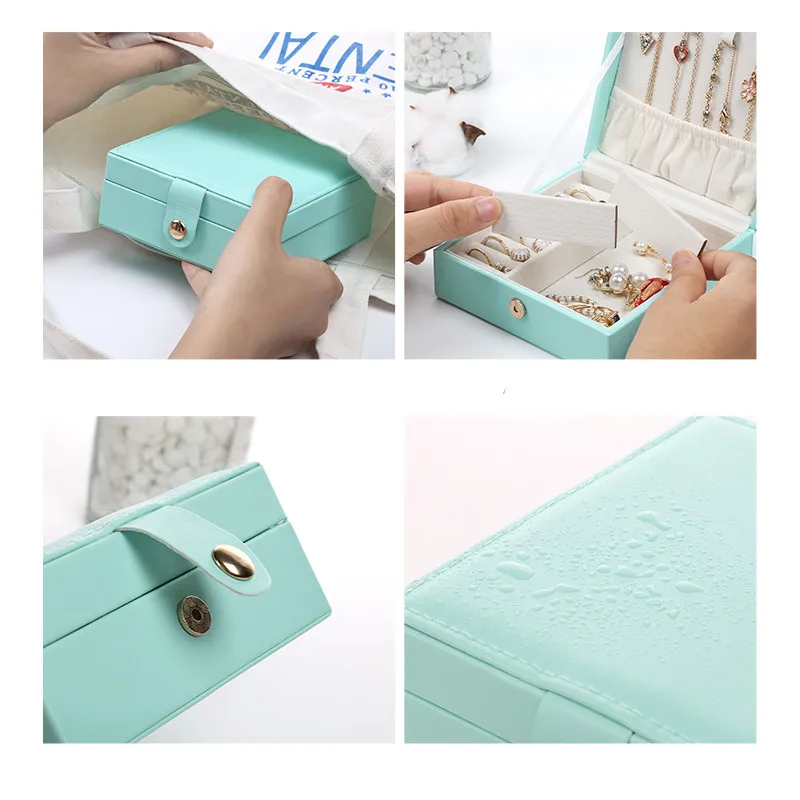 Однослойный PU простой портативный кожаный ящик для хранения ювелирных изделий