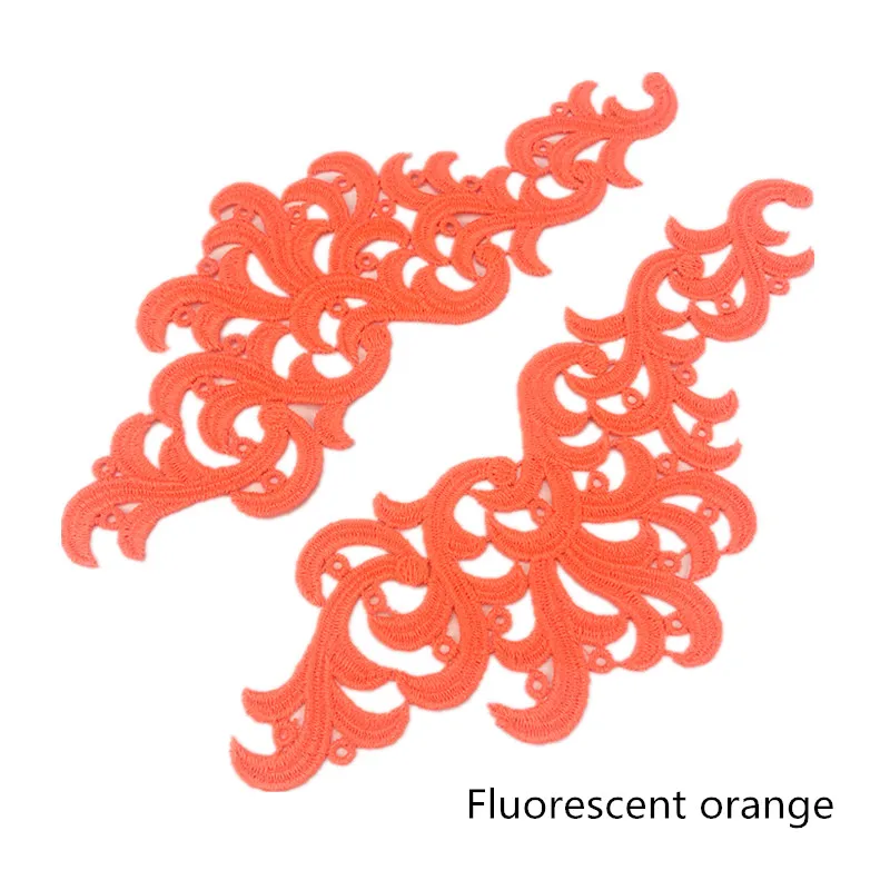 fluorescent orange 2 пары Venise флуоресцентные желтые оранжевые цветы кружевная отделка танго танец балетные костюмы платье Декор шитье аппликация ремесла DA001 - Цвет: fluorescent orange