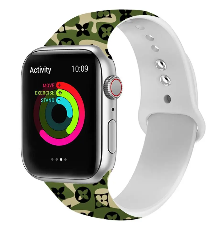 Ремешок для Apple watch силиконовый 38 мм 42 мм iwatch4 с 44 мм 40 мм цветочный принт ремешок браслет Регулируемая Замена Apple Watch4321 - Цвет ремешка: 10