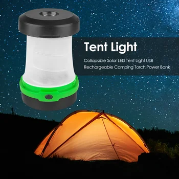 

3 Modes Solar Tent Light LED USB Rechargeable Collapsible Camping Lantern Torch for Household Outdoor Courtyard Ornament