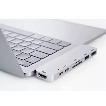 

SZBITC 7 in 1 Type-C Hub to USB3.0*2 TF SD Card Reader 4K HDMI PD Charging Thunderbolt 3 for MacBook Pro,Macbook