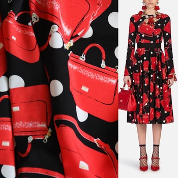 

Cartoon handbag pattern printed chiffon fashion apparel fabric