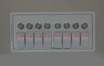 

White 8 Gangs Aluminium LED Rocker switch panel Circuit Breaker protector Waterproof Marine Boat Switch Car Boat Marine 12V-24V