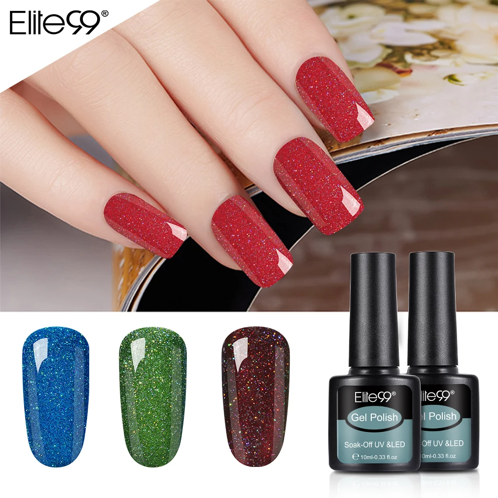 

Elite99 10ml Neon Gel Varnish Glitter Bling Hybrid Nail Gel Polish Semi Permanent UV Primer Top Coat Nail Art Gel Nail Polish