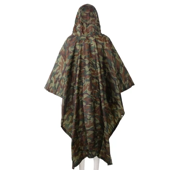 

3in1 Outdoor Camping Backpack Rain Cover Poncho Coat Camouflage Tent Awning Mat