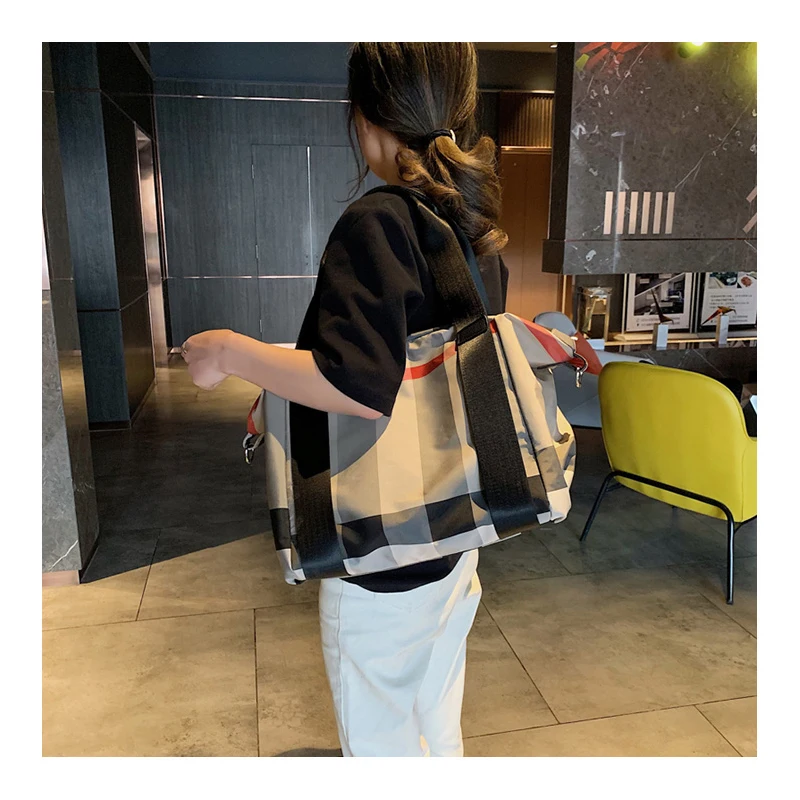 Lady Bag Plaid-Bag Large-Capacity Lightweight Portable New Slant Single-Room Mami