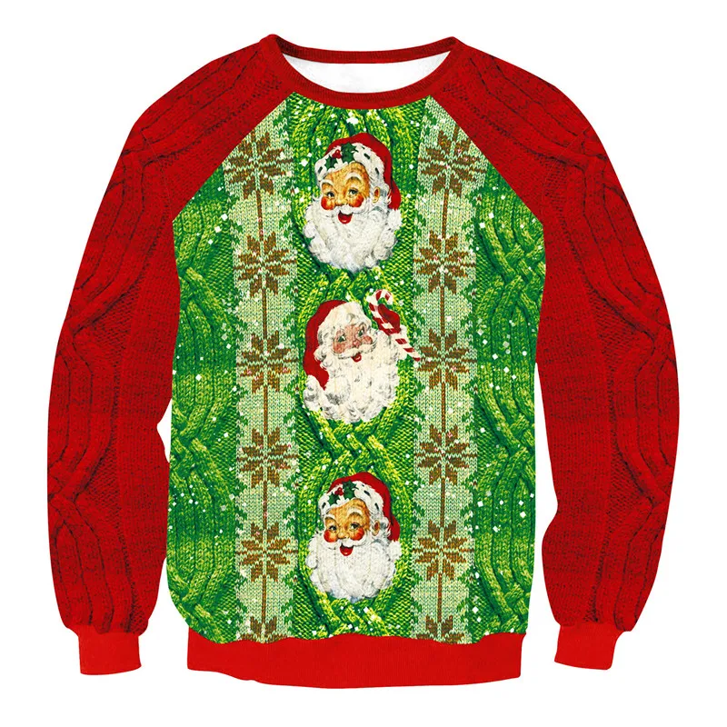 Sweater 4 Уродливый Рождественский свитер унисекс для мужчин и женщин, Рождественский свитер с 3D принтом, круглый вырез, женская верхняя одежда, длинный рукав, Санта Клаус, S-XL - Цвет: Sweater 4