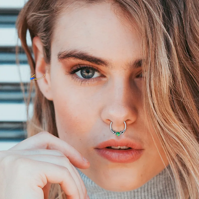 Seaport Hovedløse Misbruge 1pcs Boho Opal Fake Nose Piercing Septum Ring Cheater Bead Nose Hoop Non  Piercing Nariz Earring Fashion Faux Pircing Nez Steel - Piercing Jewelry -  AliExpress