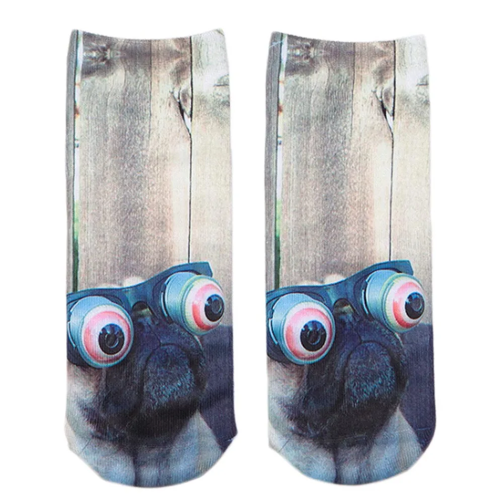 Новые модные милые женские и мужские унисекс короткие дышащие носки с объемным рисунком забавных собак и животных