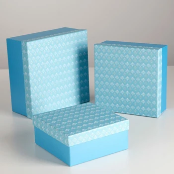 

Set of boxes 3 in 1, blue, 23.5 x 23.5 x 10.5 - 18 x 18 x 8 cm