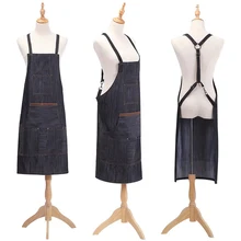 Салонный фартук для парикмахера Парикмахерская темно-синий джинсовый фартук без рукавов Парикмахерская защита для стрижки волос инструмент