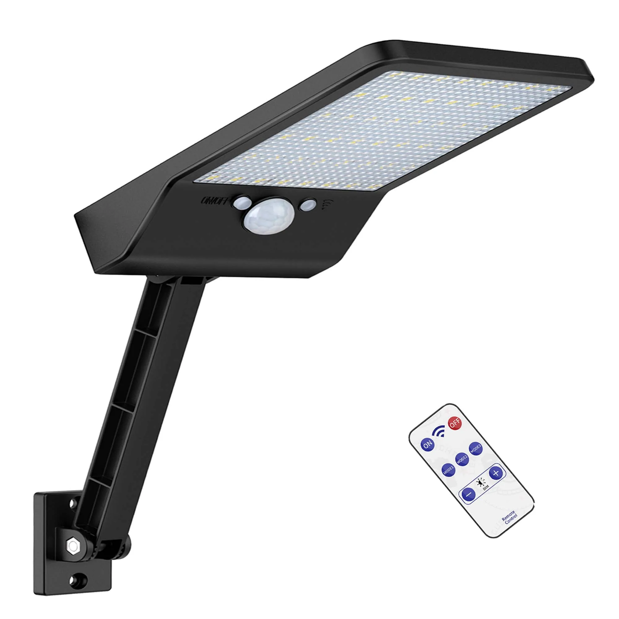 48 LED solar-Garden-flood-light street-Wall-path-lamp remote-control rotate-bracket Three Modes Black White Waterproof Outdoor