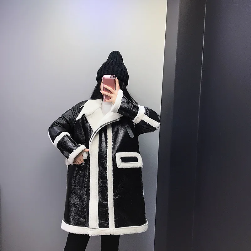 

Y10266 Winter New Style Fur Joint Hand Cotton Loose-Fit Mid-length Cotton-padded Clothes