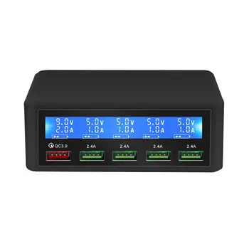 

USB Quick Charger 5US10A50W 5-Port LED Display Quick Charge 3.0 Fast Charger Desktop Charging Station
