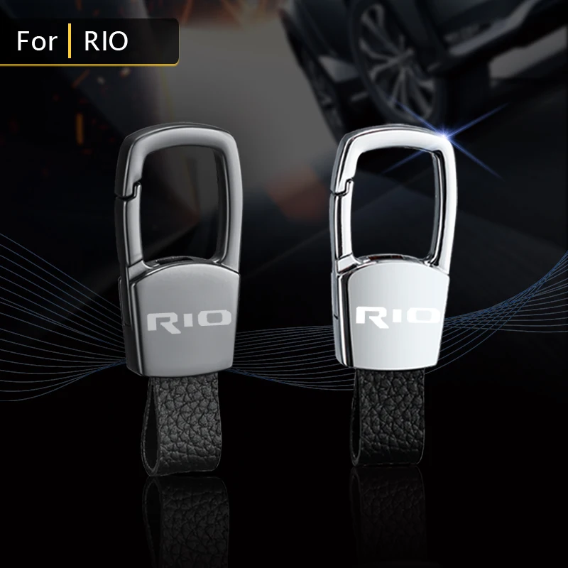 

For Kia RIO 3 4 5 2019 2010 K3 K5 Car Accessories The New Leather Car Keychain Decorative Key Ring With Logo Alloy Car Keyring