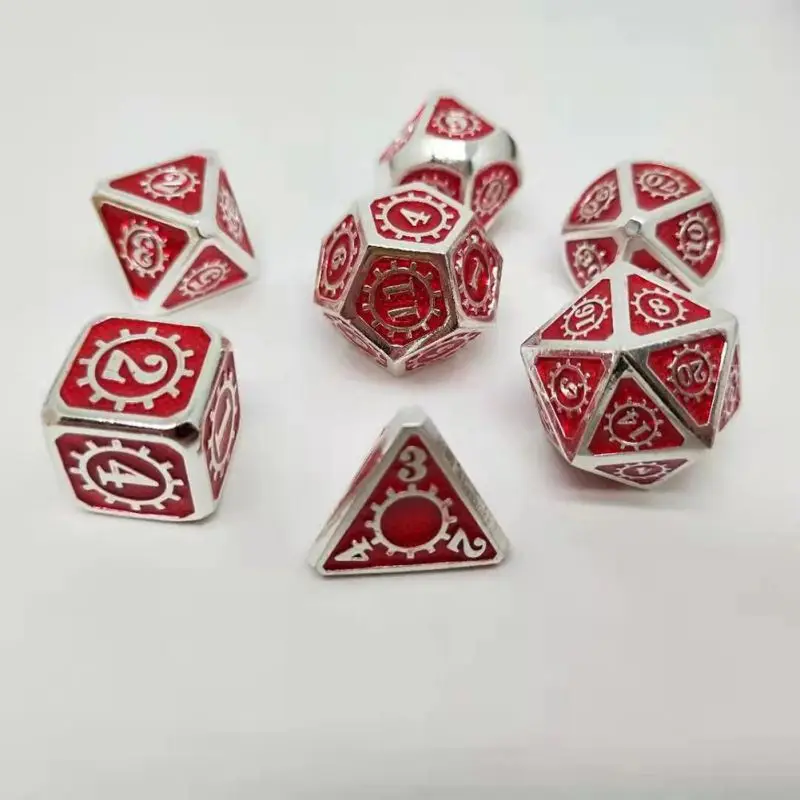 7 шт./компл. металла многогранные кости для DND RPG MTG игра Курсив шрифта кости разные цвета ролевой игры аксессуары