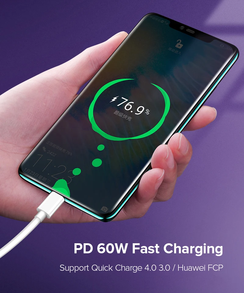 SUPTEC usb type-C кабель для USB C кабель для samsung S10 S9 PD 60W зарядное устройство Quick Charge 4,0 type-C кабель для Xiaomi MacBook Pro
