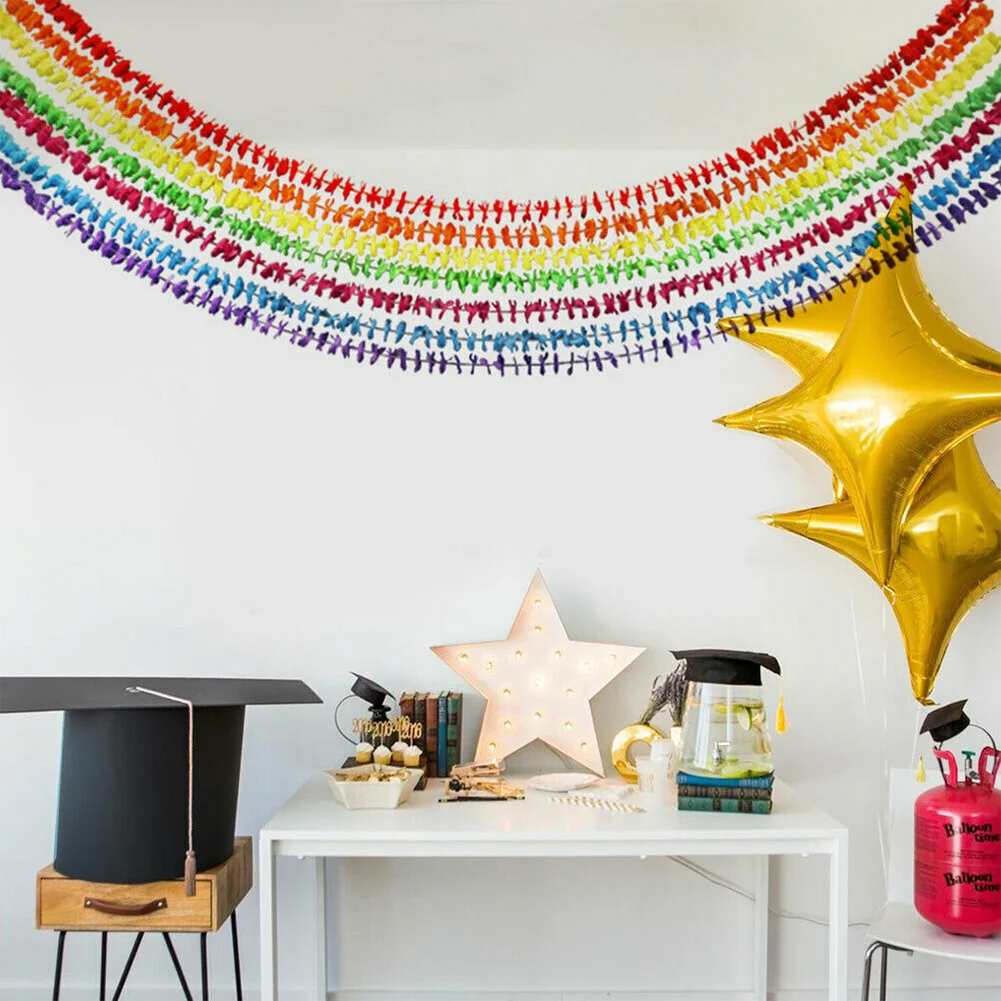 

Wedding Gradient Brushed Art Outdoor Background Wall Rainbow Color Hanging Decorations Handmade Atmosphere Party Flower String