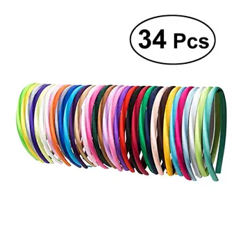 

34pcs Satin Headband Flexible Covered Hair Hoops Hair Styling Hoops Hair Clips Hair Bands 34 Colors 1cm Width AU Local Shipping