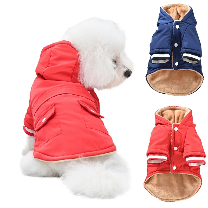 Хлопковое пальто для питомцев, ветрозащитный теплый пуховик для холодной погоды, верхняя одежда, куртка для французского для бульдога чихуахуа