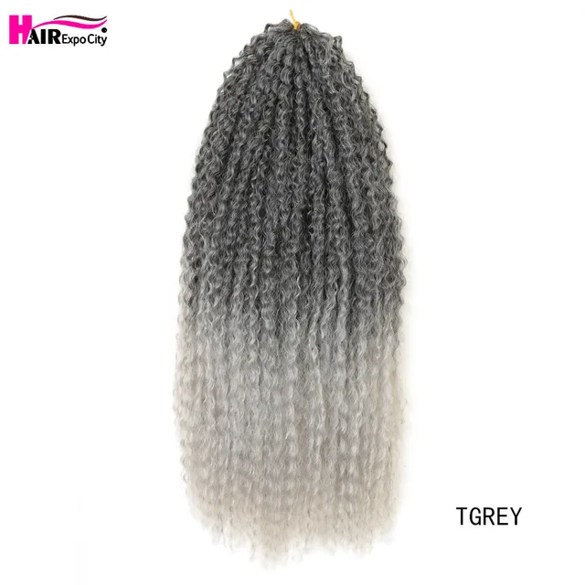 20-28 Inch Afro Kinky Curly Crochet Braids Hair Ombre Braiding Hair Extensions Marly Hair For Women Brown 613 Hair Expo City T1B/Grey