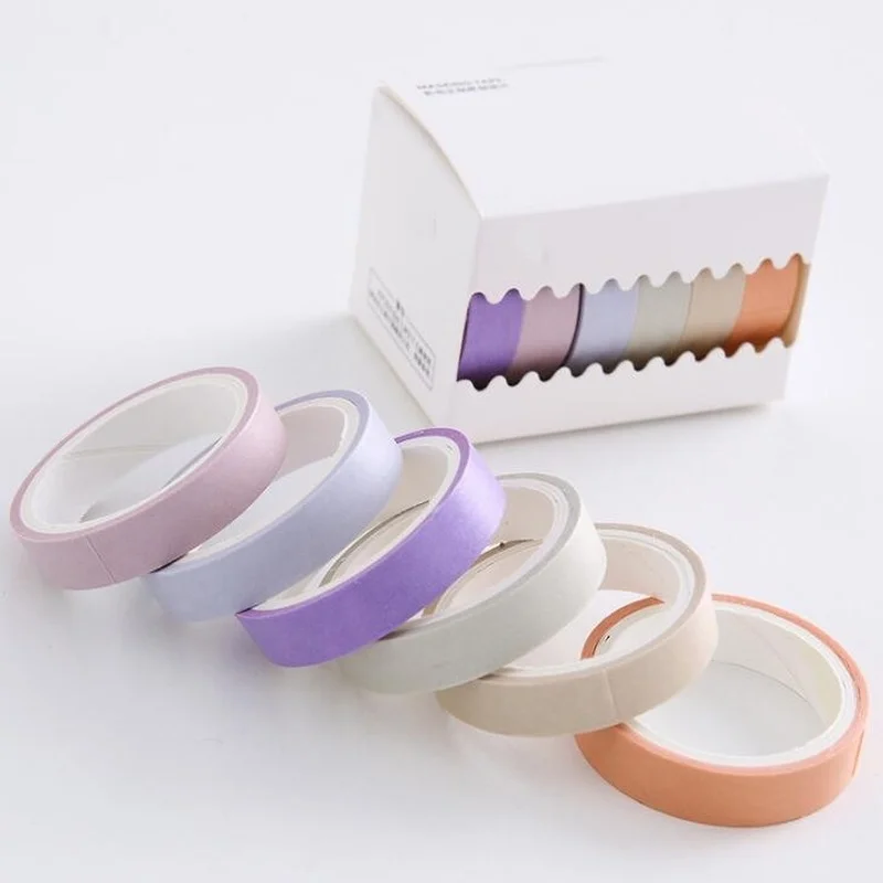 6pcs/set Decorative Washi Tape Set Stickers Scrapbooking Cute Stationery School Supplies | Канцтовары для офиса и дома