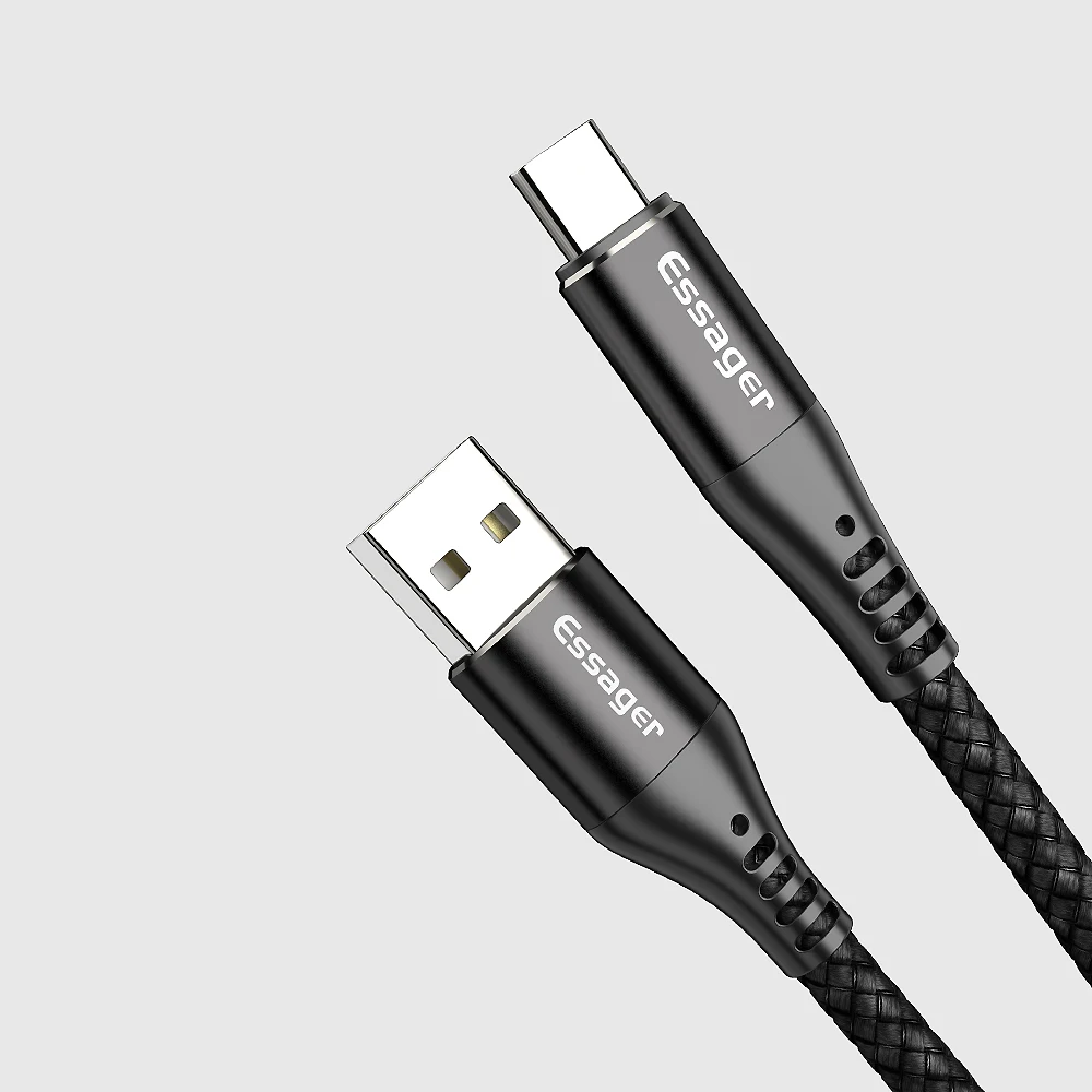Black Essager 5A usb type C кабель для huawei mate 20 10 P30 P20 Pro Lite USBC кабель для быстрой зарядки type-C кабель для мобильного телефона USB-C шнур для зарядного устройства - Цвет: Black