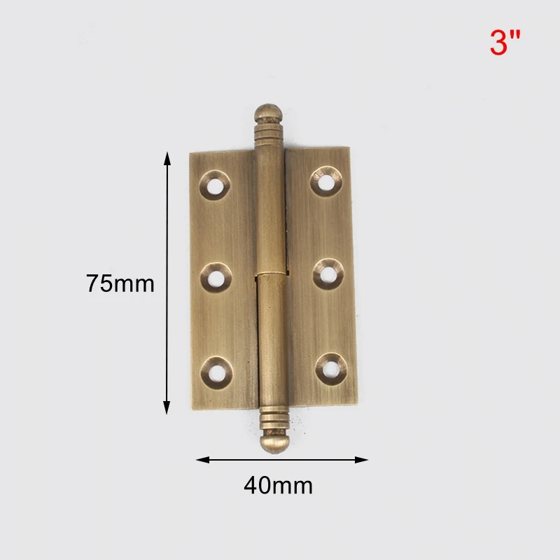 Decorative Cabinet Hinges Vintage Brass Furniture Kitchen Cupboard Door Folding Butt Hinges 2"/2.5"/3"-4Pack