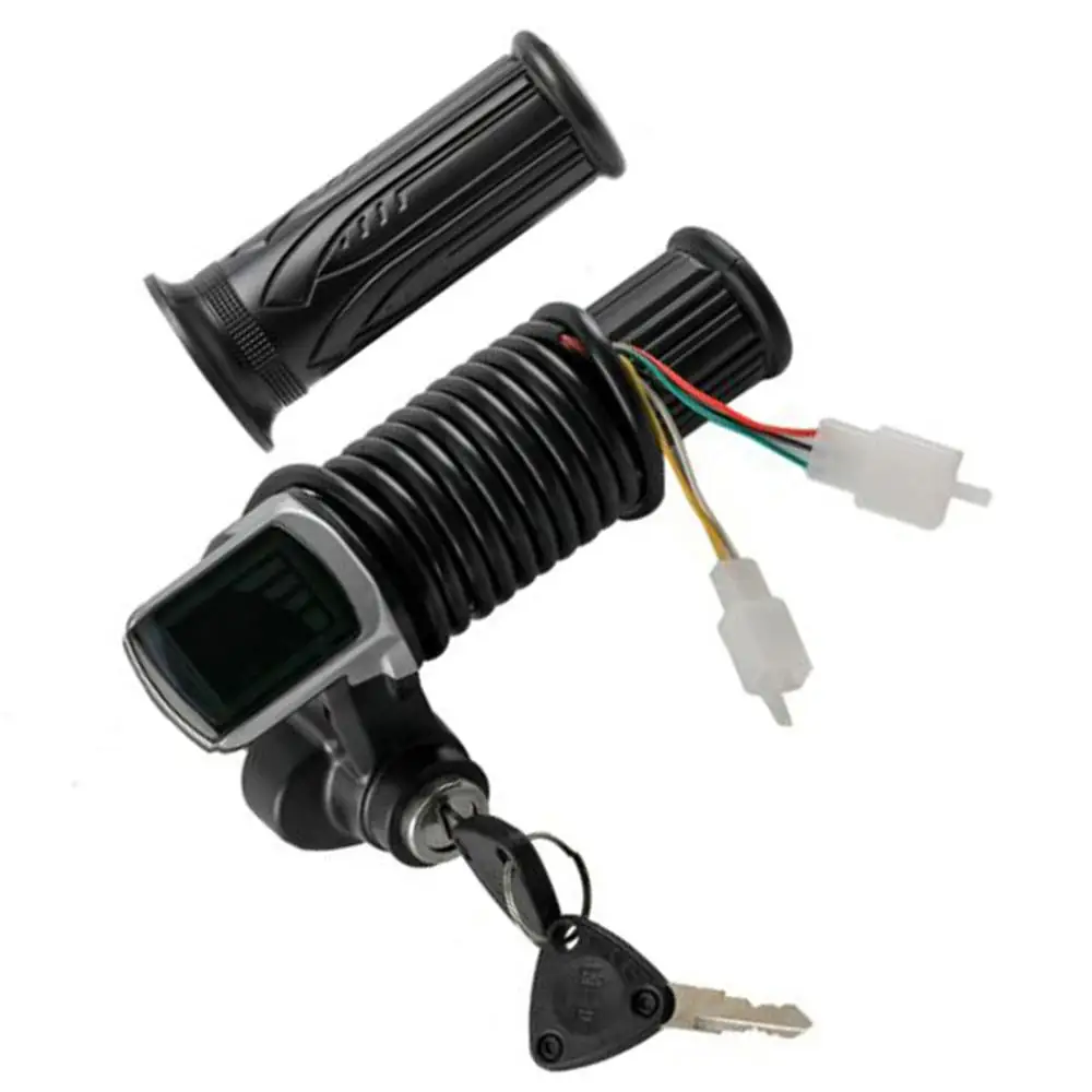 48V Twisting Throttle Grips Electric Key Lock Power Indicator E Bike Scooter