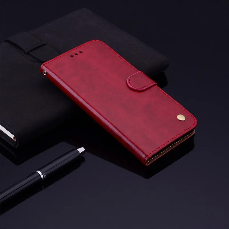 Leather Wallet Flip Case with Card Holder and Magnetic Closure
