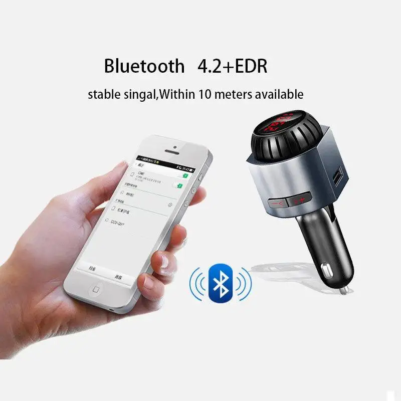 Автомобильный MP3 Bluetooth 4,2 Hands Free FM излучатель плеер USB порт TF карта 3,5 Голосовая частота телефония mp3-плеер