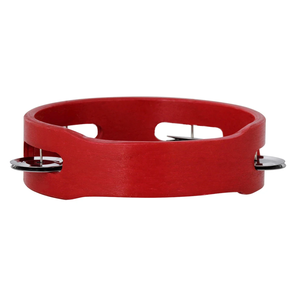 6 Inch Red Tambourine Wooden Percussion Instrument Rattle Jingles Hand Drum Bell Kids Educational Musical Toys Baby Gifts
