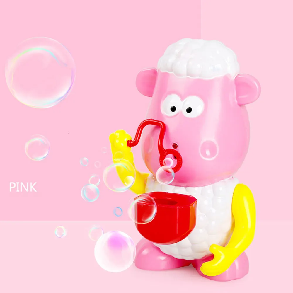 Pink Пузырьковая машина игрушечная овечка мыльных пузырей фигурка Овцы игрушка Пластик разноцветные новогодние Outdools вечерние красивая детская одежда - Цвет: Pink