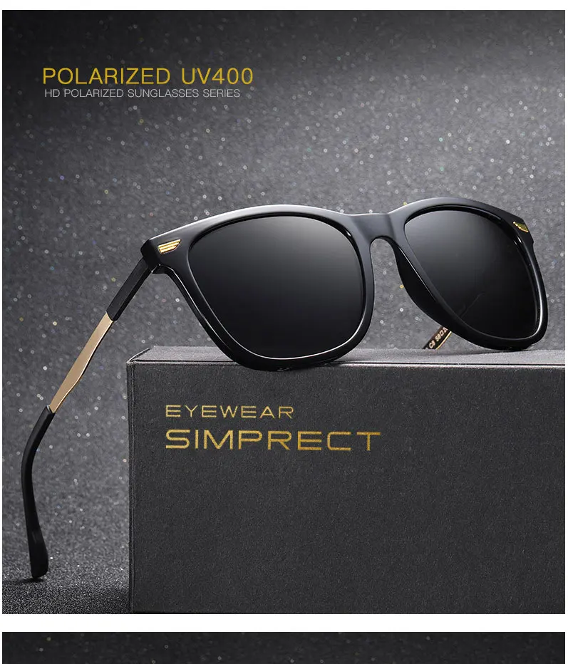 SIMPRECT поляризованные солнцезащитные очки для мужчин TR90 UV400 Квадратные Солнцезащитные очки Ретро Винтажные водительские солнцезащитные очки для мужчин антибликовые очки